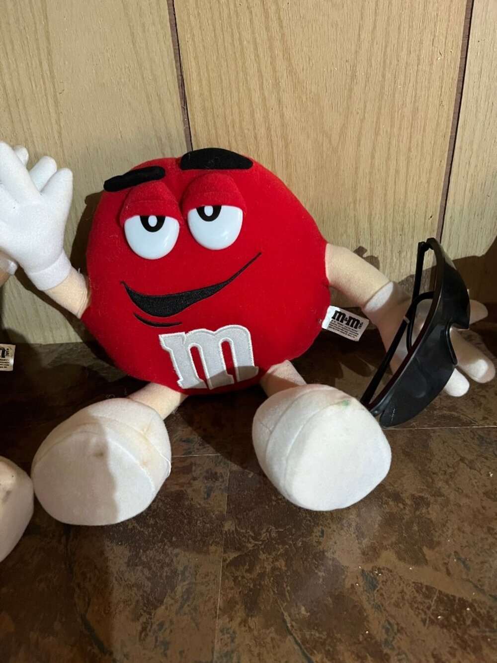 M&M's Red Character Poseable Plush Toy 12 Inch Red Plush Fabric Detachable Sungl